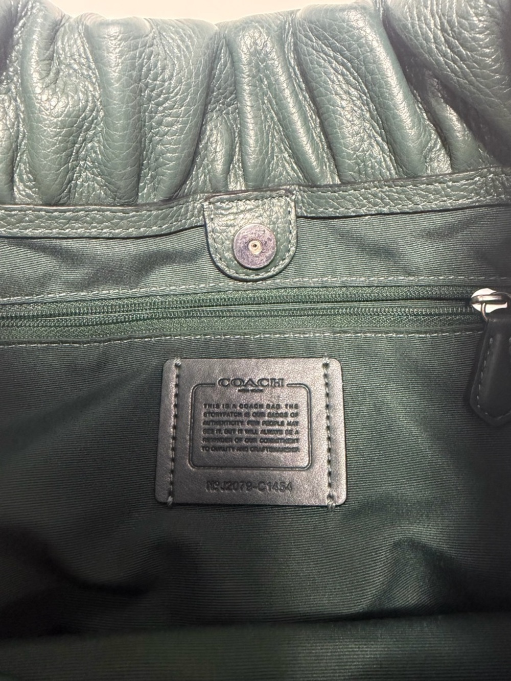 COACH C1454 Maya Pebble Leather Shoulder Bag Tote Ivy Green with Silver Hardware - Picture 6 of 15